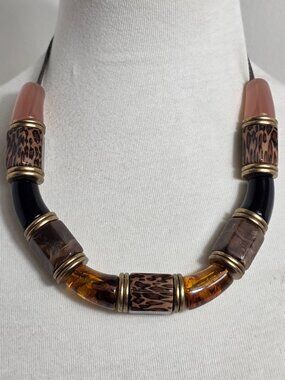 Contemporary Tribal Inspired Collar Necklace Chunky Multi-Textured Beads